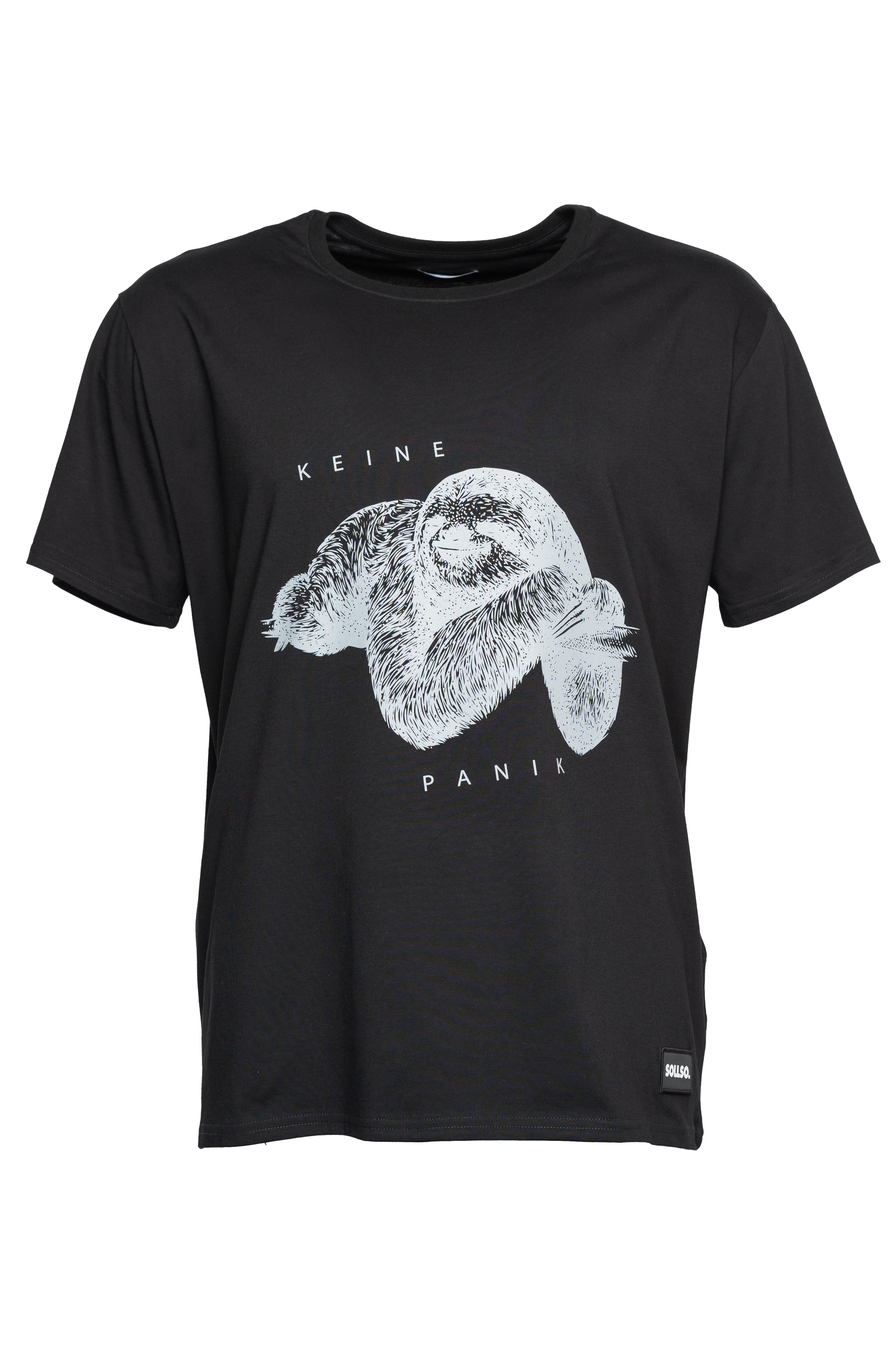 SOLLSO. T-Shirt "Keine Panik Faultier", Farbe Dark Black, Größe 4XL