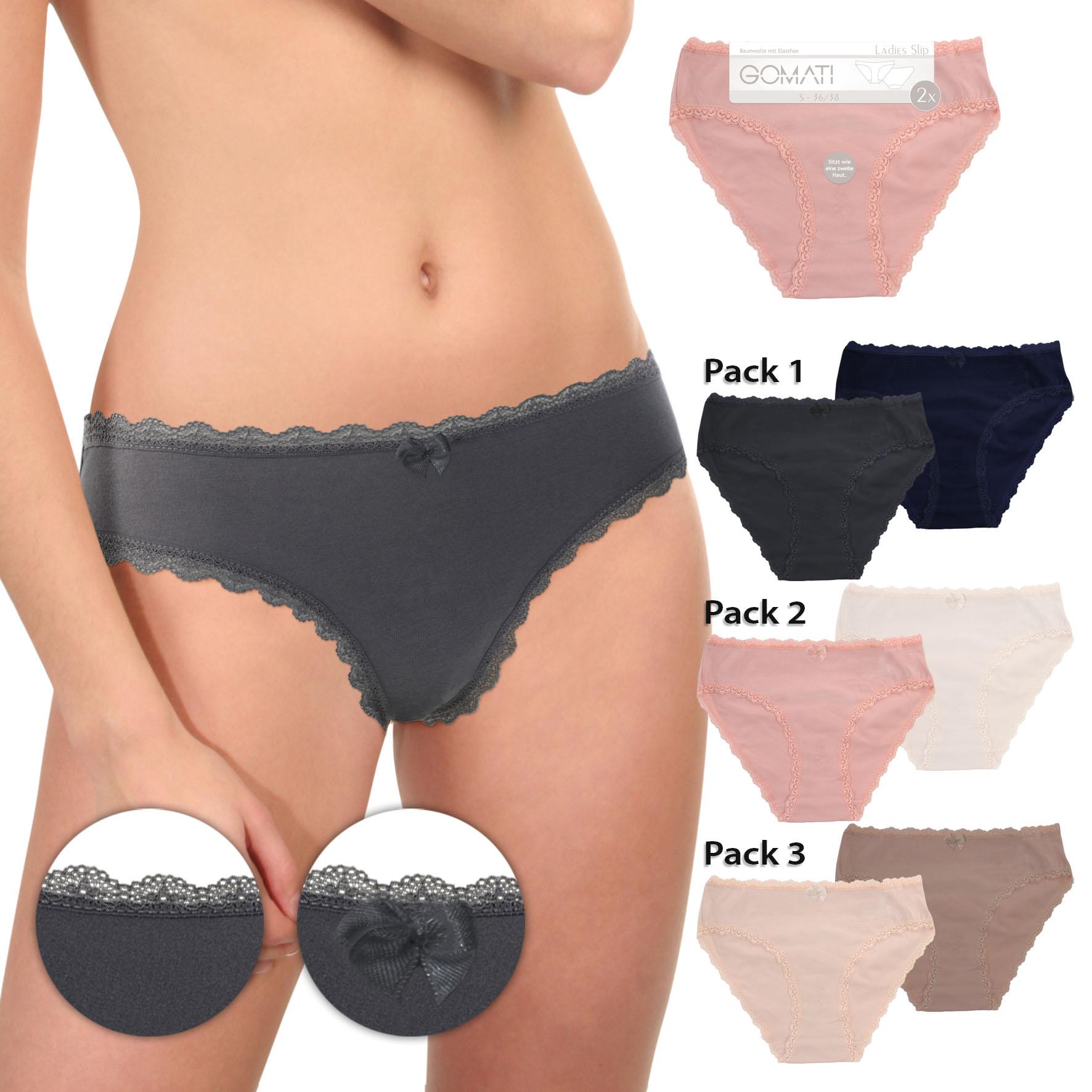 Damen Bikinislip 18123, Spitze, Pack 1, Gr. 36/38, 2er-Pack