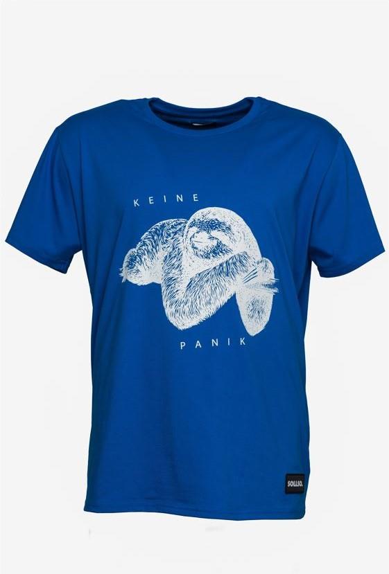 SOLLSO. T-Shirt "Keine Panik Faultier", Farbe Ocean Blue, Größe M