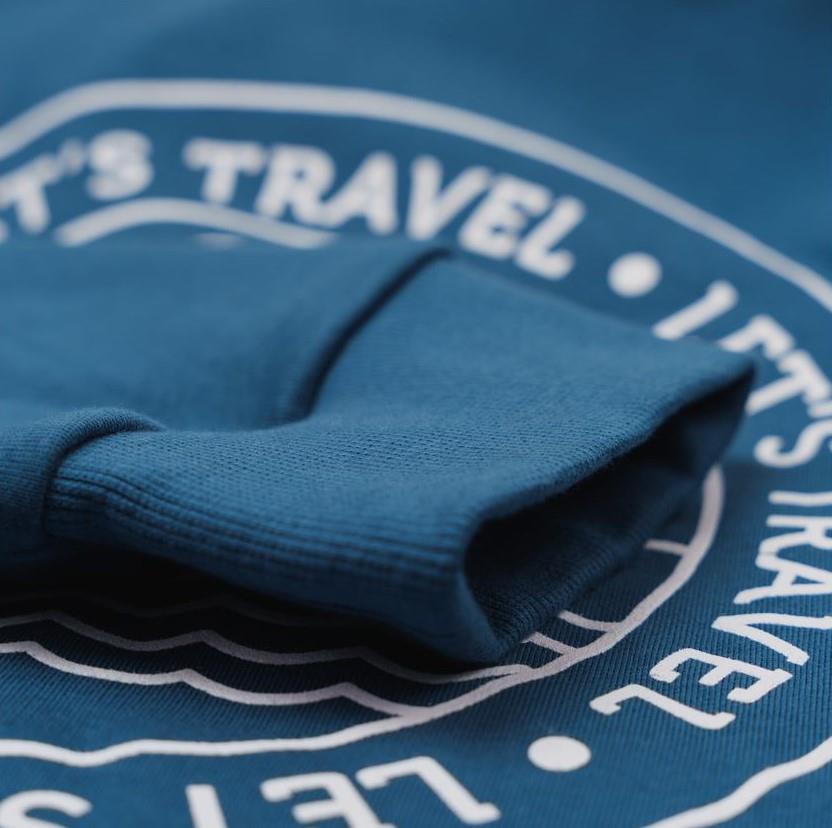 SOLLSO. Premium Hoodie "Let’s Travel" Farbe Navy Blue, Größe XXL