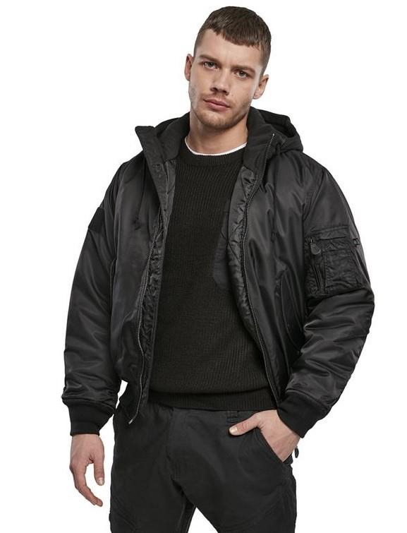 Brandit MA1 Sweat Hooded Jacket, schwarz, Größe M