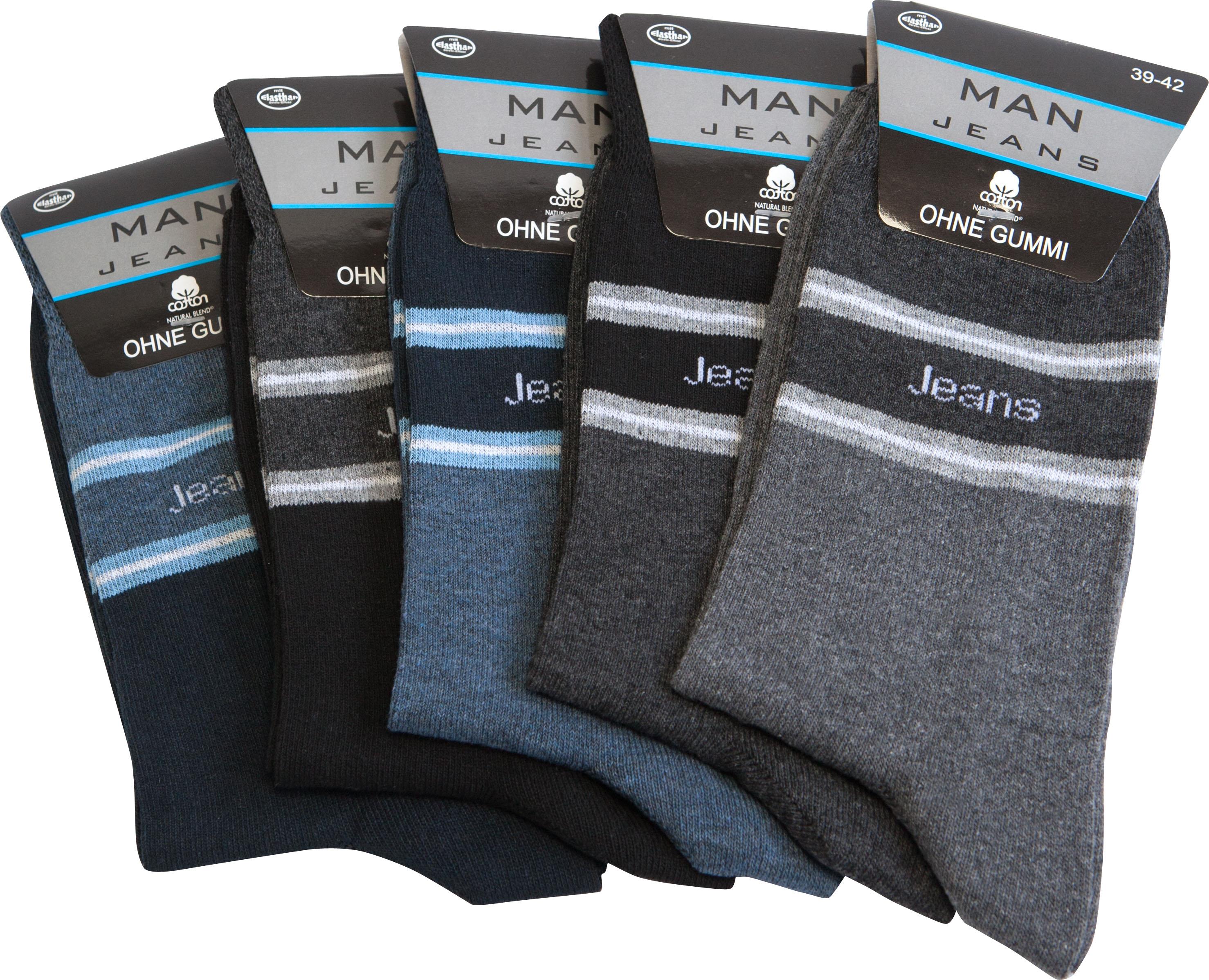 Herren Socken ohne Gummizug "Jeans", mehrfarbig, Art. 1589, Gr.39-42, 20er-Pack