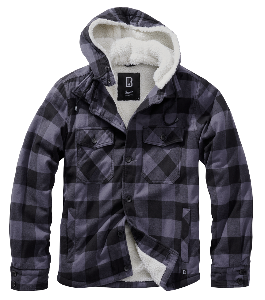 Brandit Lumberjacket hooded schwarz/grau, Größe M