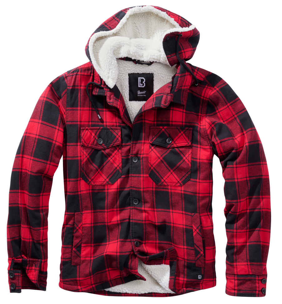 Brandit Lumberjacket hooded rot/schwarz, Größe M