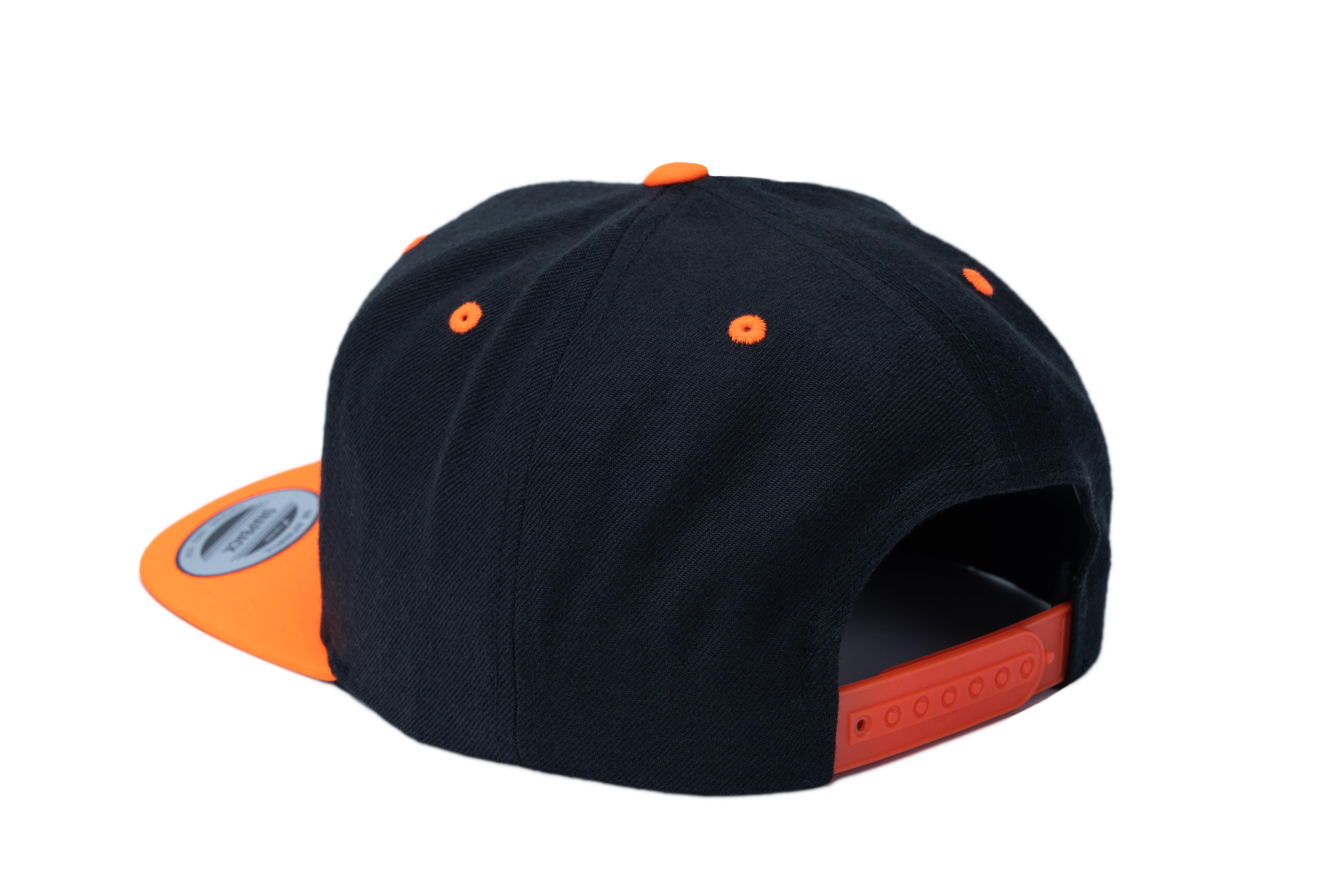 SOLLSO. Classic Snapback 2-Tone Cap, Black-Neon Orange