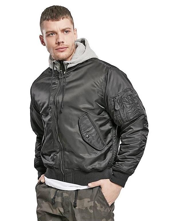 Brandit MA1 Sweat Hooded Jacket, schwarz-grau, Größe S