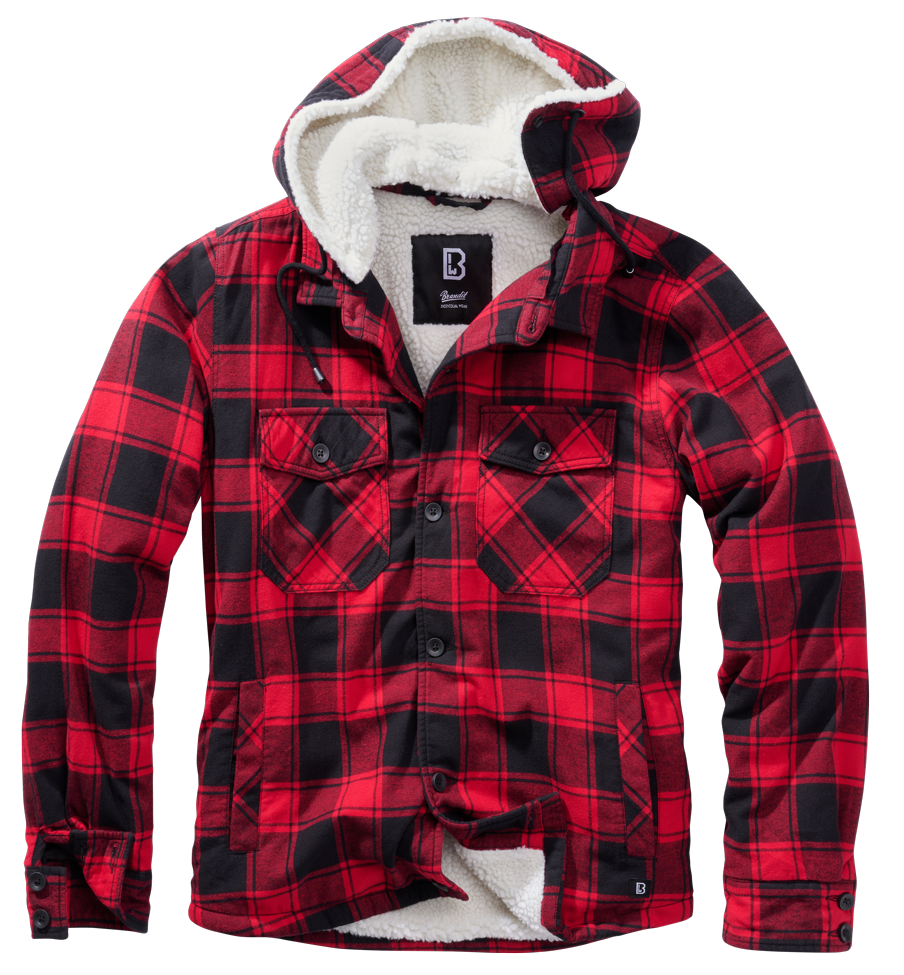 Brandit Lumberjacket hooded rot/schwarz, Größe L