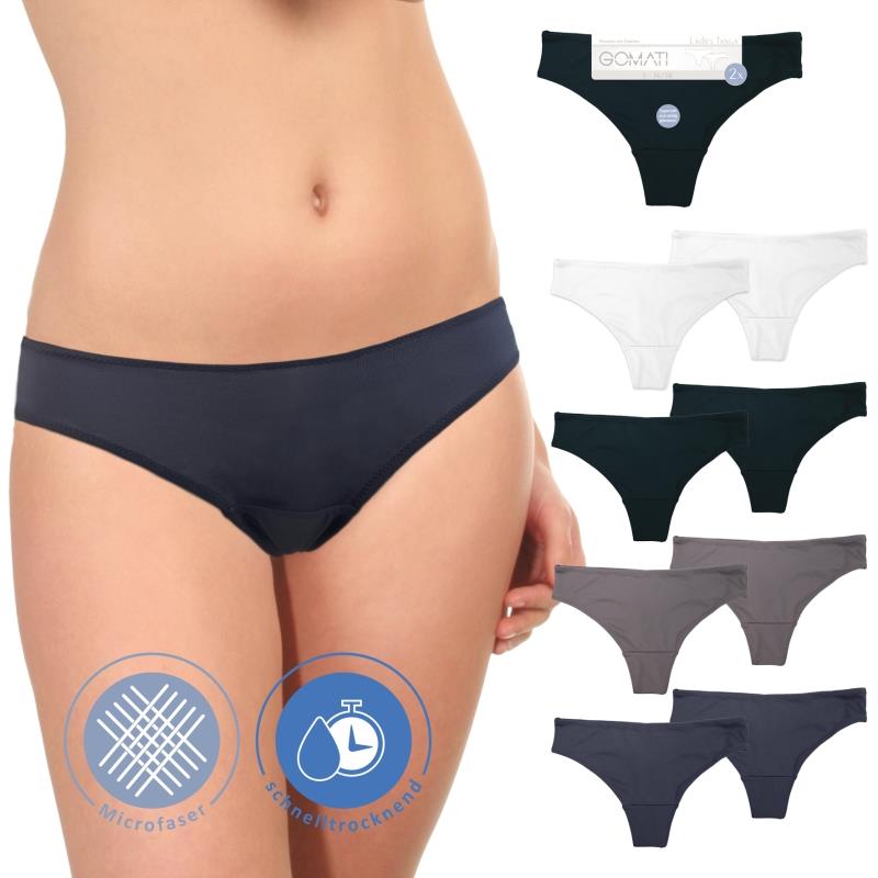 Damen String Tanga schwarz 2er Größe 44/46