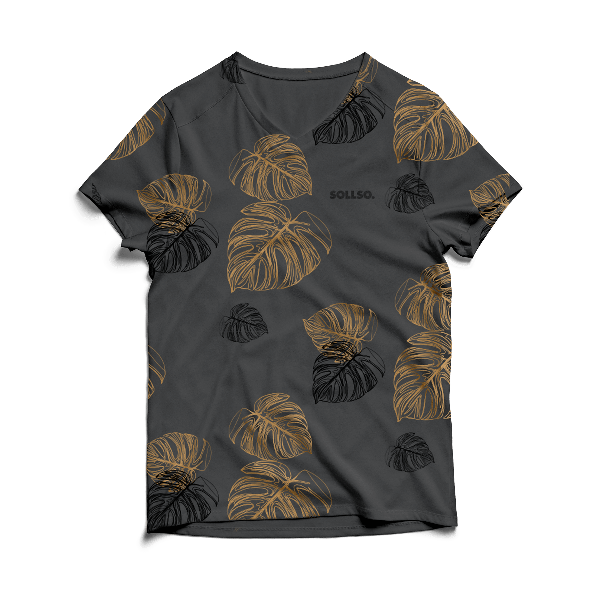 Sollso T-Shirt Monstera Leaf Dark Gray, Gr.4XL