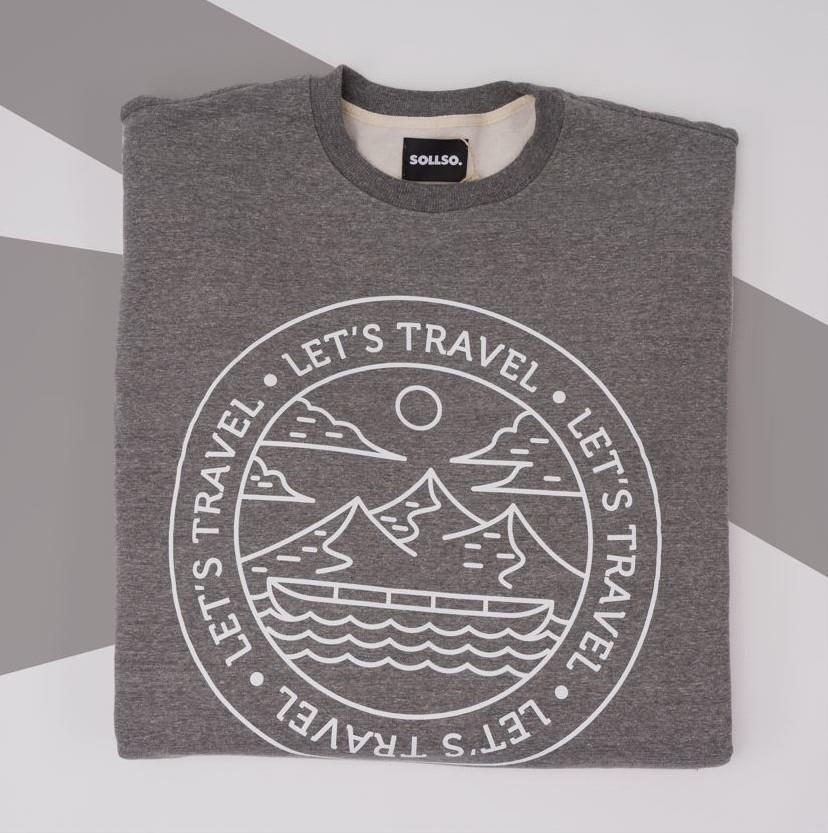 SOLLSO. Sweatshirt „Let’s Travel“, Farbe Pepper & Salt, Größe 9XL