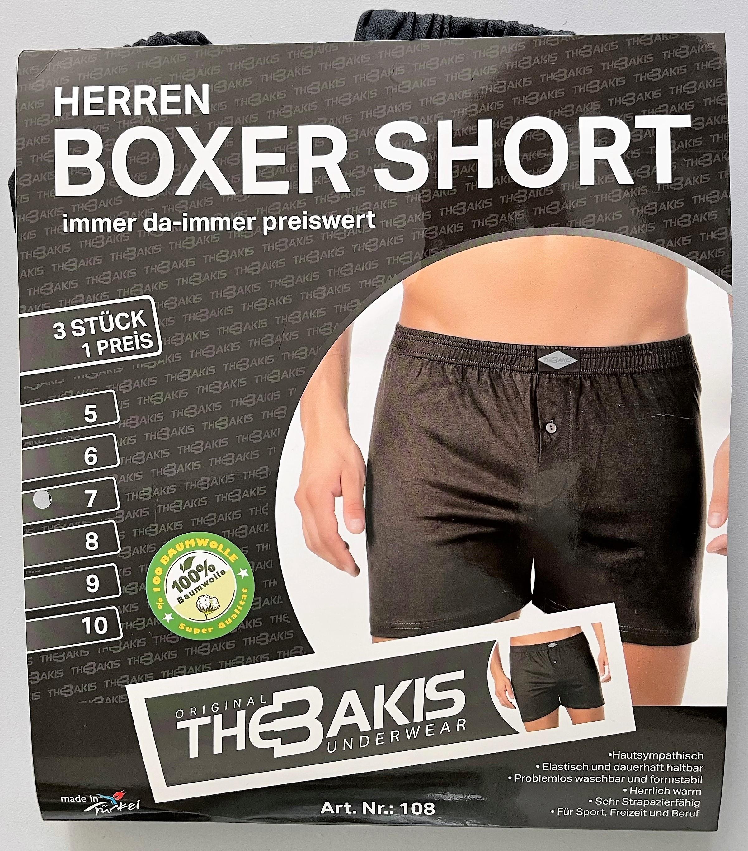 The BAKIS Herren Boxer Short, 2 x 3er Pack, schwarz, Größe 9