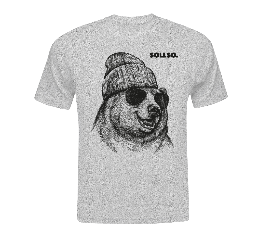 SOLLSO. T-Shirt "Winterbear" Melange Gray, M