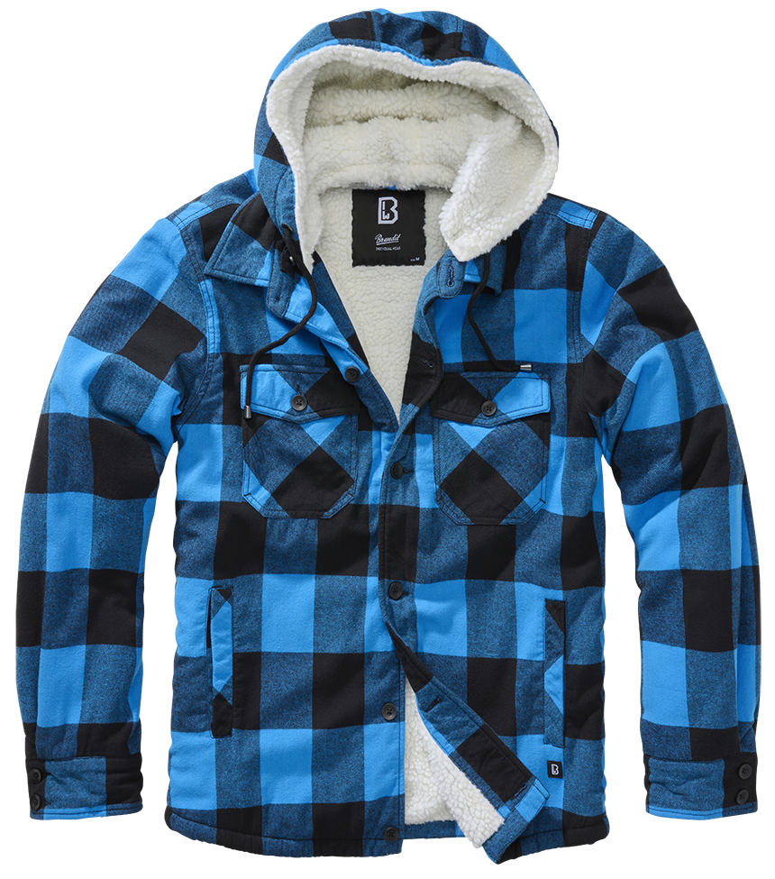 Brandit Lumberjacket hooded blau/schwarz, Größe S