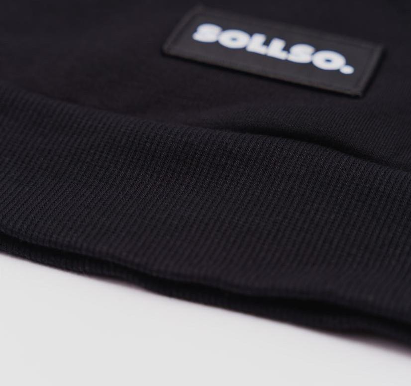 SOLLSO. Premium Hoodie "Pure Logo Big" Farbe Dark Black, Größe L