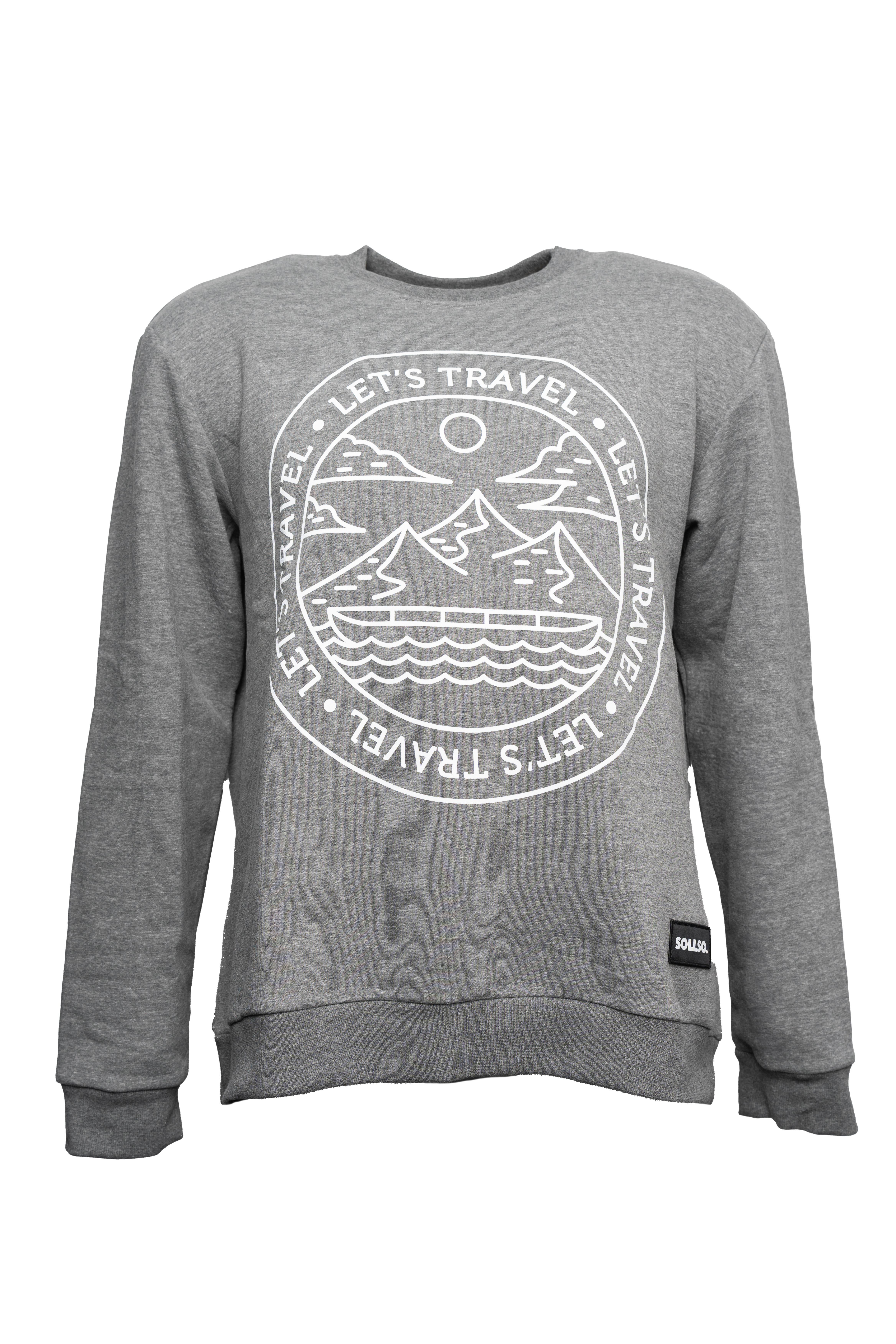 SOLLSO. Sweatshirt „Let’s Travel“, Farbe Pepper & Salt, Größe L