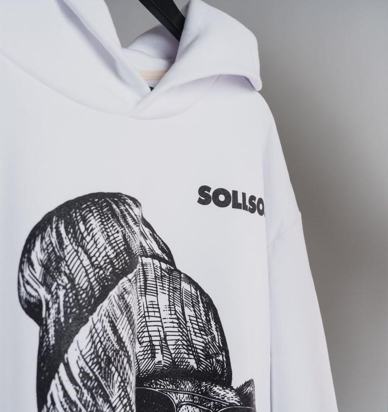 SOLLSO. Hoodie „Winterbear“, Farbe Melange White, Größe XL