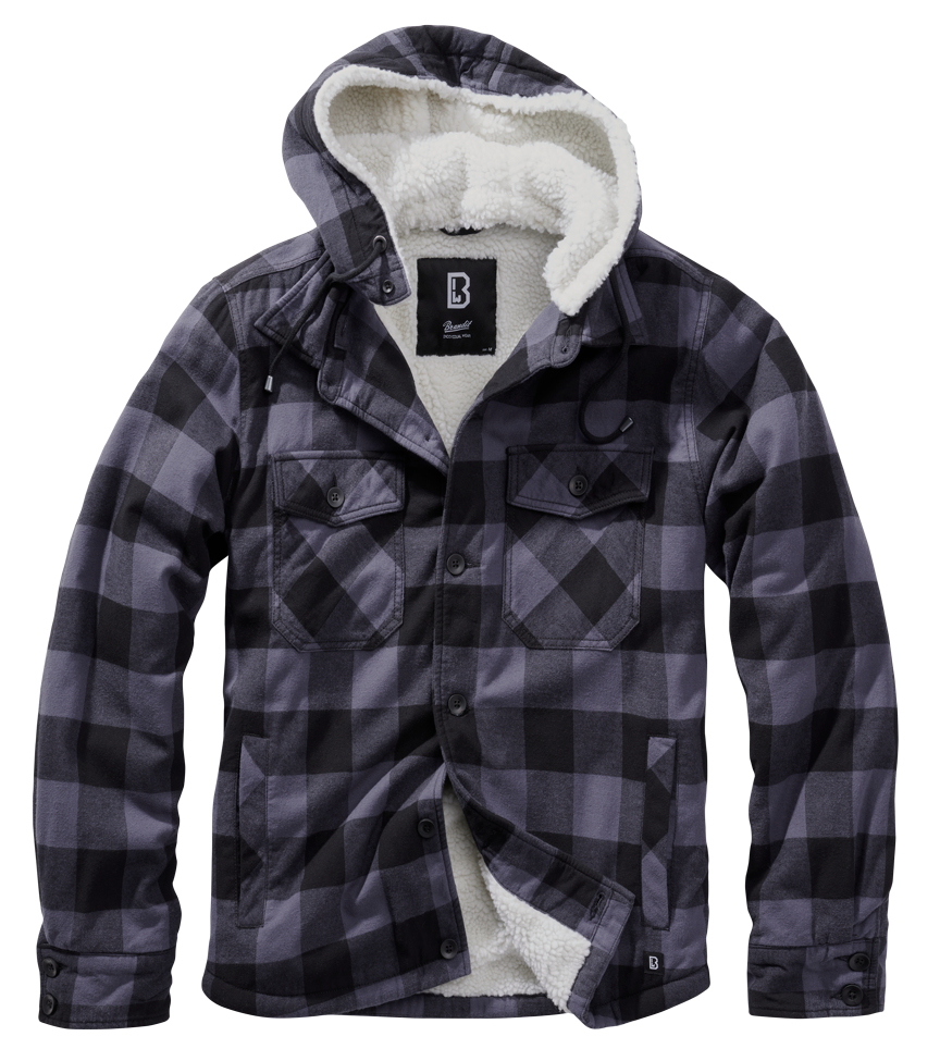 Brandit Lumberjacket hooded schwarz/grau, Größe XL