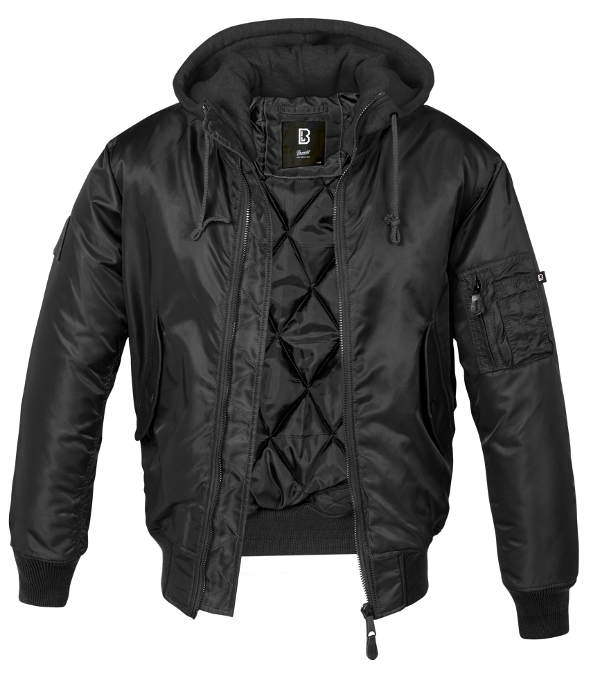 Brandit MA1 Sweat Hooded Jacket, schwarz, Größe XXL