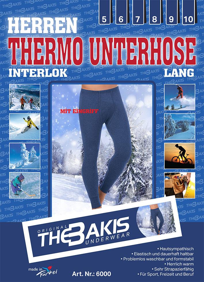 4er Pack Herren Thermo Unterhose Dunkelblau, Größe 7