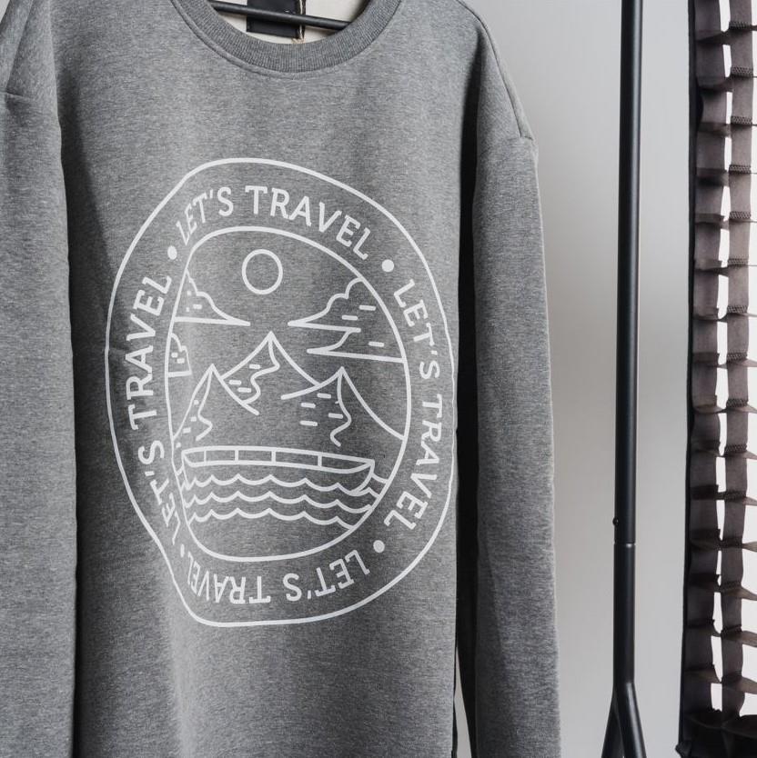SOLLSO. Sweatshirt „Let’s Travel“, Farbe Pepper & Salt, Größe XL