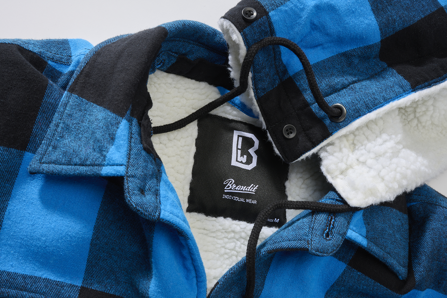 Brandit Lumberjacket hooded blau/schwarz, Größe 4XL